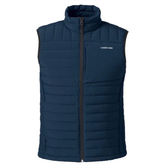 Lands' End Men's 800 Down Vest Sz L Navy Blue Packable Outdoor Lightweight - Picture 2 of 8